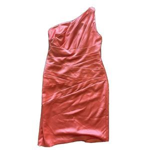 Salmon / Pink One Shoulder Davids Bridal Bridesmaid Wedding Guest Dress Sz 12
